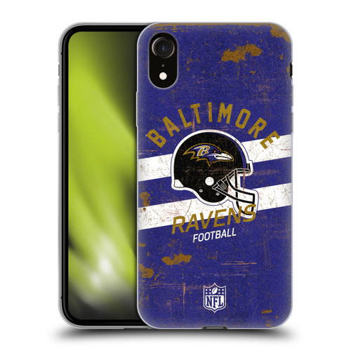 NFL Baltimore Ravens Logo Art Helmet Distressed Soft Gel Case for Apple iPhone XR