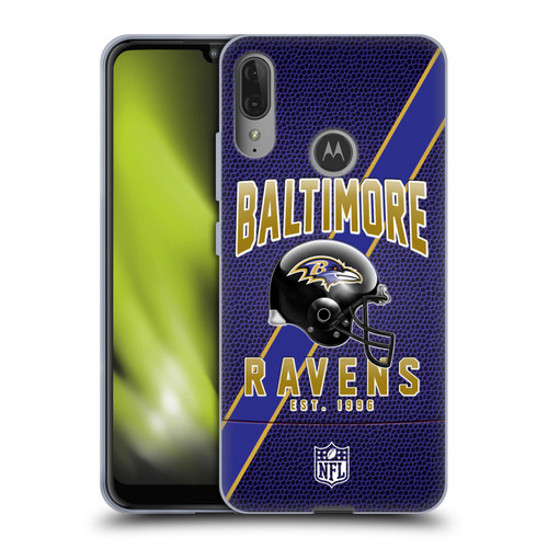 NFL Baltimore Ravens Logo Art Football Stripes Soft Gel Case for Motorola Moto E6 Plus