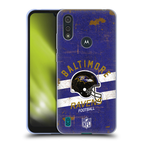 NFL Baltimore Ravens Logo Art Helmet Distressed Soft Gel Case for Motorola Moto E6s (2020)