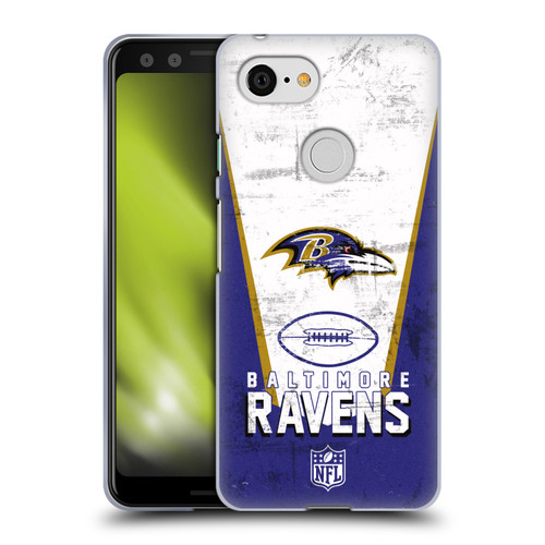 NFL Baltimore Ravens Logo Art Banner Soft Gel Case for Google Pixel 3