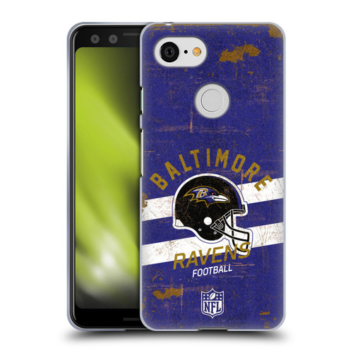 NFL Baltimore Ravens Logo Art Helmet Distressed Soft Gel Case for Google Pixel 3