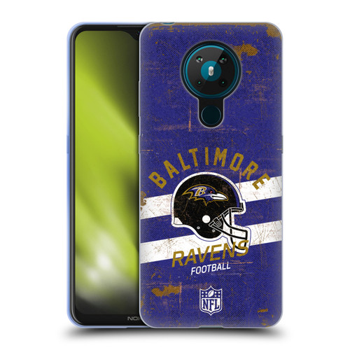 NFL Baltimore Ravens Logo Art Helmet Distressed Soft Gel Case for Nokia 5.3