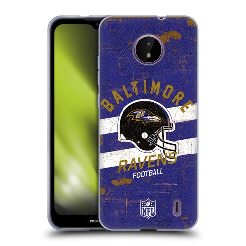 NFL Baltimore Ravens Logo Art Helmet Distressed Soft Gel Case for Nokia C10 / C20