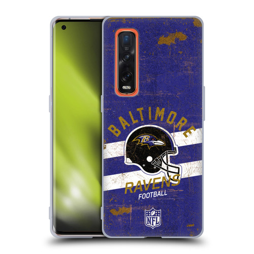 NFL Baltimore Ravens Logo Art Helmet Distressed Soft Gel Case for OPPO Find X2 Pro 5G