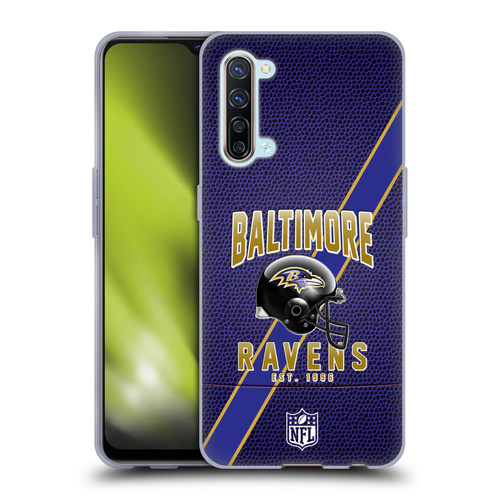 NFL Baltimore Ravens Logo Art Football Stripes Soft Gel Case for OPPO Find X2 Lite 5G
