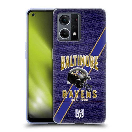 NFL Baltimore Ravens Logo Art Football Stripes Soft Gel Case for OPPO Reno8 4G