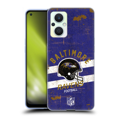 NFL Baltimore Ravens Logo Art Helmet Distressed Soft Gel Case for OPPO Reno8 Lite