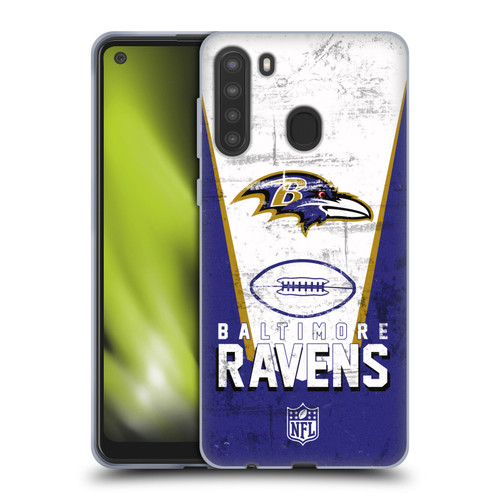 NFL Baltimore Ravens Logo Art Banner Soft Gel Case for Samsung Galaxy A21 (2020)