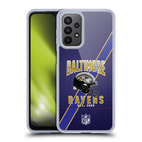 NFL Baltimore Ravens Logo Art Football Stripes Soft Gel Case for Samsung Galaxy A23 / 5G (2022)