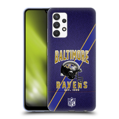 NFL Baltimore Ravens Logo Art Football Stripes Soft Gel Case for Samsung Galaxy A32 (2021)