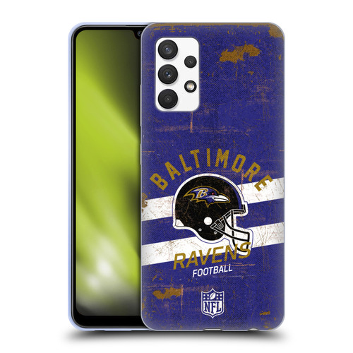 NFL Baltimore Ravens Logo Art Helmet Distressed Soft Gel Case for Samsung Galaxy A32 (2021)