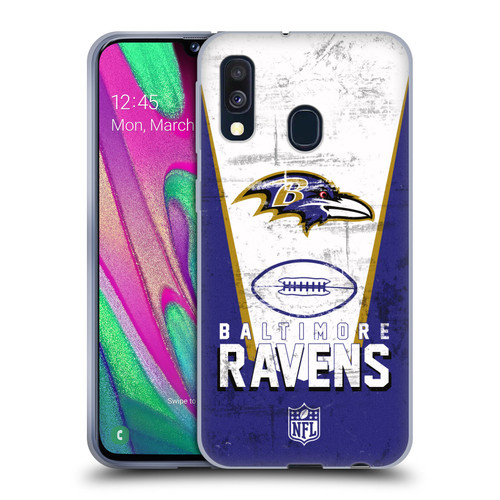 NFL Baltimore Ravens Logo Art Banner Soft Gel Case for Samsung Galaxy A40 (2019)