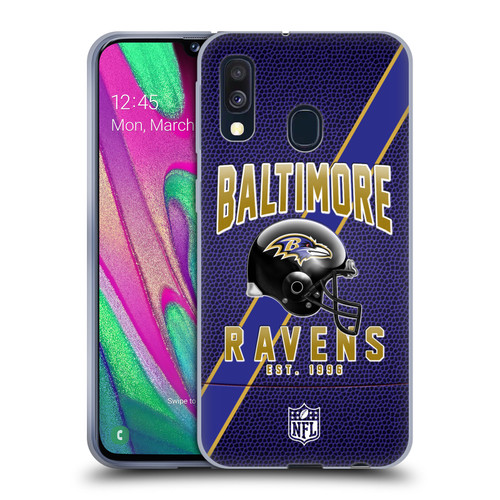 NFL Baltimore Ravens Logo Art Football Stripes Soft Gel Case for Samsung Galaxy A40 (2019)