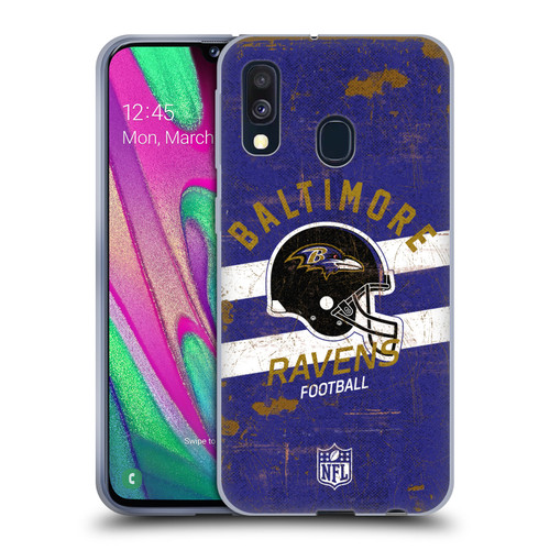 NFL Baltimore Ravens Logo Art Helmet Distressed Soft Gel Case for Samsung Galaxy A40 (2019)