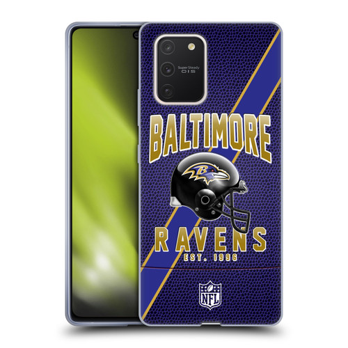 NFL Baltimore Ravens Logo Art Football Stripes Soft Gel Case for Samsung Galaxy S10 Lite