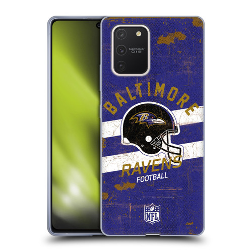 NFL Baltimore Ravens Logo Art Helmet Distressed Soft Gel Case for Samsung Galaxy S10 Lite