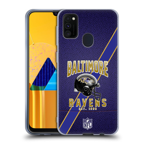 NFL Baltimore Ravens Logo Art Football Stripes Soft Gel Case for Samsung Galaxy M30s (2019)/M21 (2020)