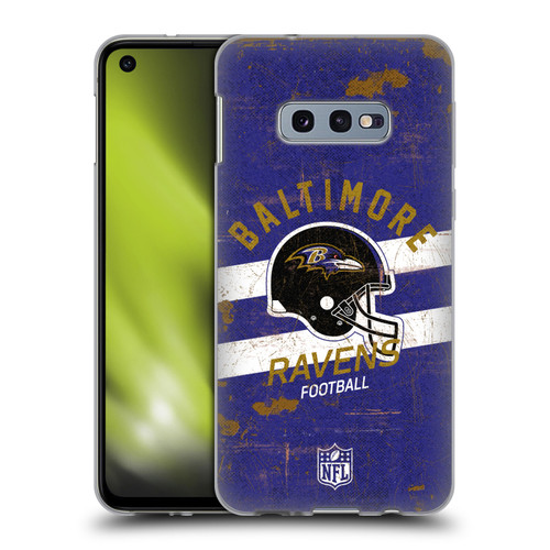 NFL Baltimore Ravens Logo Art Helmet Distressed Soft Gel Case for Samsung Galaxy S10e