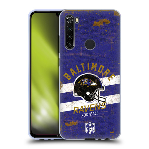 NFL Baltimore Ravens Logo Art Helmet Distressed Soft Gel Case for Xiaomi Redmi Note 8T