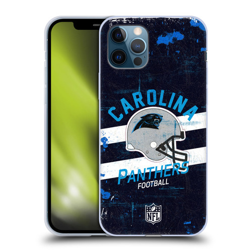 NFL Carolina Panthers Logo Art Helmet Distressed Soft Gel Case for Apple iPhone 12 / iPhone 12 Pro