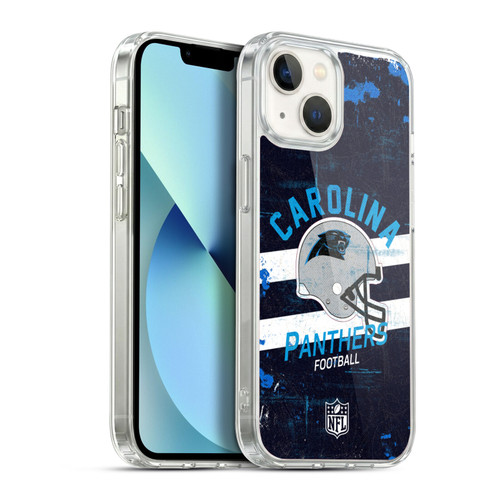 NFL Carolina Panthers Logo Art Helmet Distressed Soft Gel Case for Apple iPhone 13