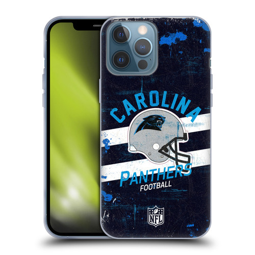 NFL Carolina Panthers Logo Art Helmet Distressed Soft Gel Case for Apple iPhone 13 Pro Max