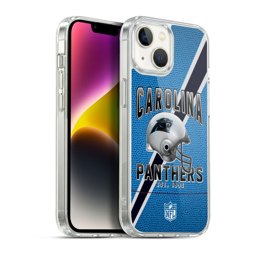 NFL Carolina Panthers Logo Art Football Stripes Soft Gel Case for Apple iPhone 14