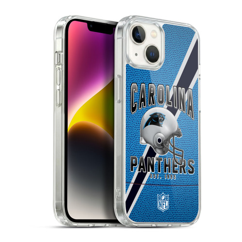 NFL Carolina Panthers Logo Art Football Stripes Soft Gel Case for Apple iPhone 14 Plus & MagSafe