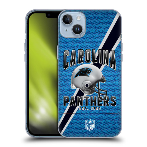 NFL Carolina Panthers Logo Art Football Stripes Soft Gel Case for Apple iPhone 14 Plus