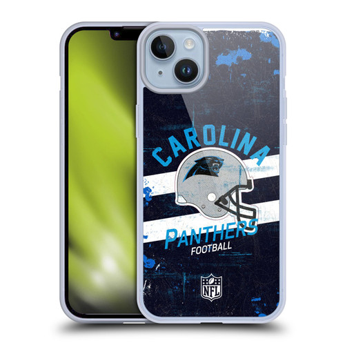 NFL Carolina Panthers Logo Art Helmet Distressed Soft Gel Case for Apple iPhone 14 Plus