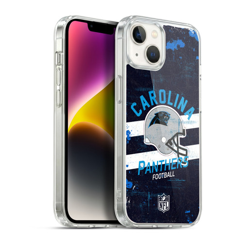 NFL Carolina Panthers Logo Art Helmet Distressed Soft Gel Case for Apple iPhone 14 Plus & MagSafe