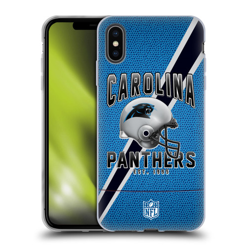 NFL Carolina Panthers Logo Art Football Stripes Soft Gel Case for Apple iPhone XS Max