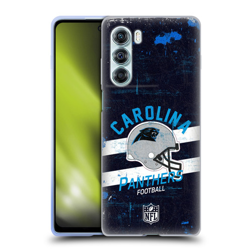 NFL Carolina Panthers Logo Art Helmet Distressed Soft Gel Case for Motorola Edge S30 / Moto G200 5G