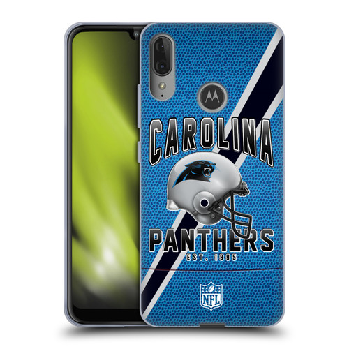 NFL Carolina Panthers Logo Art Football Stripes Soft Gel Case for Motorola Moto E6 Plus