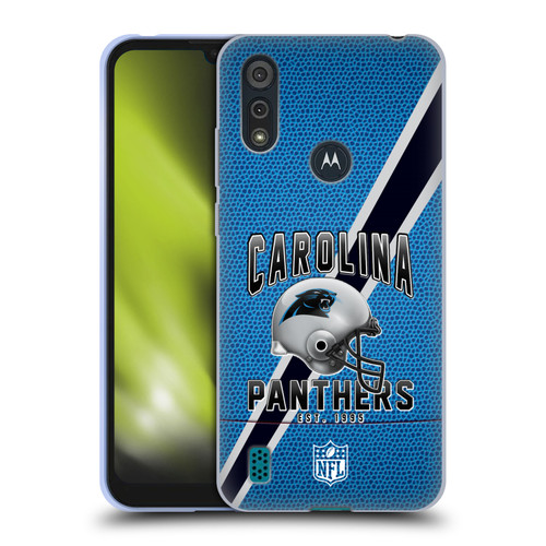 NFL Carolina Panthers Logo Art Football Stripes Soft Gel Case for Motorola Moto E6s (2020)