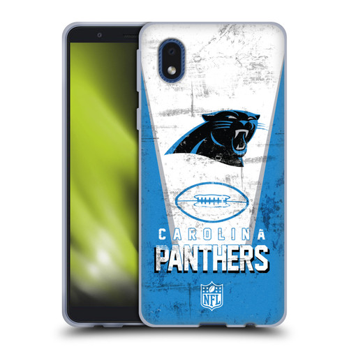 NFL Carolina Panthers Logo Art Banner Soft Gel Case for Samsung Galaxy A01 Core (2020)