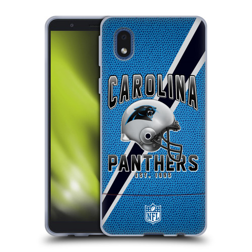 NFL Carolina Panthers Logo Art Football Stripes Soft Gel Case for Samsung Galaxy A01 Core (2020)