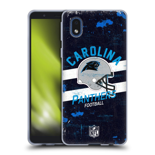 NFL Carolina Panthers Logo Art Helmet Distressed Soft Gel Case for Samsung Galaxy A01 Core (2020)