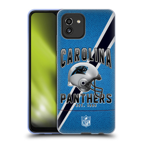 NFL Carolina Panthers Logo Art Football Stripes Soft Gel Case for Samsung Galaxy A03 (2021)