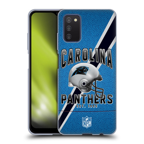 NFL Carolina Panthers Logo Art Football Stripes Soft Gel Case for Samsung Galaxy A03s (2021)