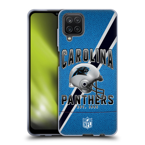 NFL Carolina Panthers Logo Art Football Stripes Soft Gel Case for Samsung Galaxy A12 (2020)