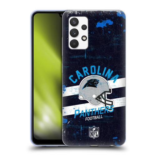 NFL Carolina Panthers Logo Art Helmet Distressed Soft Gel Case for Samsung Galaxy A32 (2021)