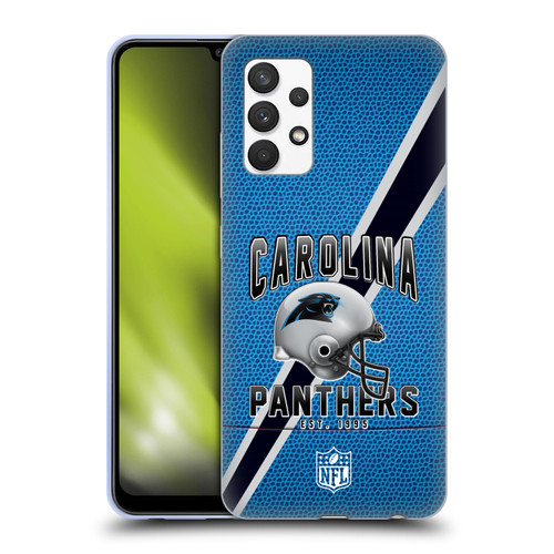 NFL Carolina Panthers Logo Art Football Stripes Soft Gel Case for Samsung Galaxy A32 (2021)