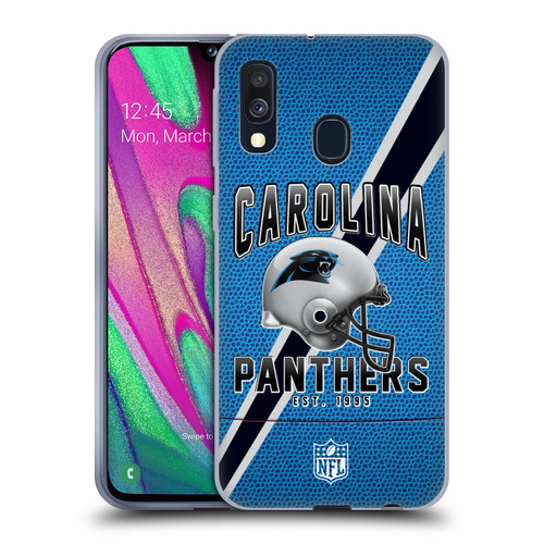 NFL Carolina Panthers Logo Art Football Stripes Soft Gel Case for Samsung Galaxy A40 (2019)