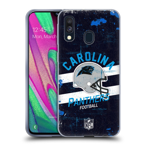NFL Carolina Panthers Logo Art Helmet Distressed Soft Gel Case for Samsung Galaxy A40 (2019)