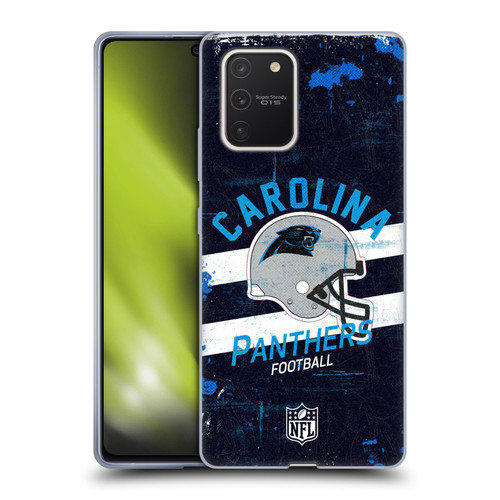 NFL Carolina Panthers Logo Art Helmet Distressed Soft Gel Case for Samsung Galaxy S10 Lite