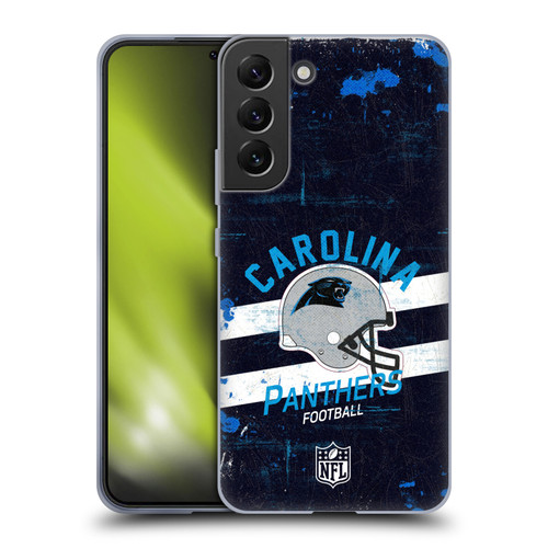 NFL Carolina Panthers Logo Art Helmet Distressed Soft Gel Case for Samsung Galaxy S22+ 5G