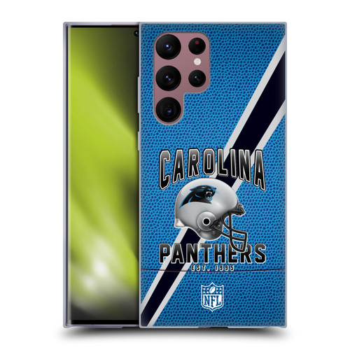NFL Carolina Panthers Logo Art Football Stripes Soft Gel Case for Samsung Galaxy S22 Ultra 5G