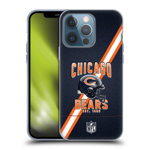 NFL Chicago Bears Logo Art Football Stripes Soft Gel Case for Apple iPhone 13 Pro