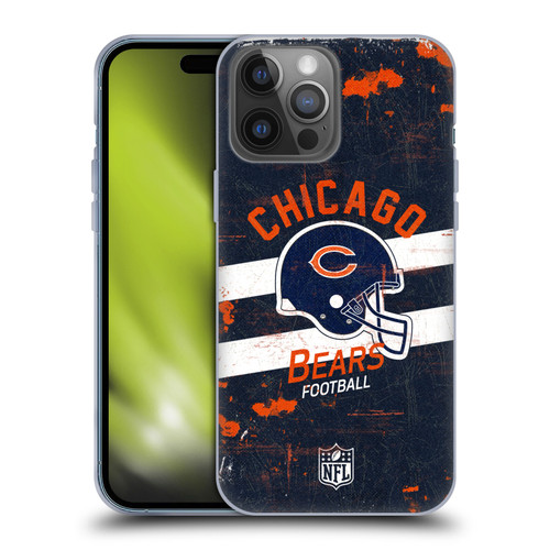 NFL Chicago Bears Logo Art Helmet Distressed Soft Gel Case for Apple iPhone 14 Pro Max